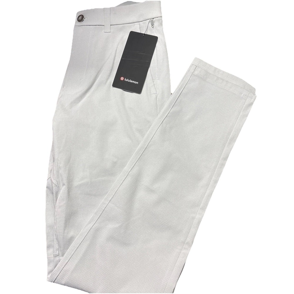 New Lululemon Men Commission‎ Pant Slim 28x34 Vapor Light Gray Woven Air